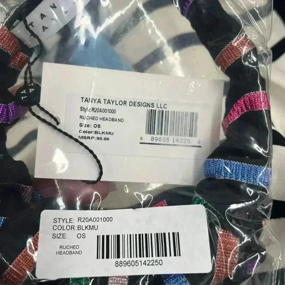 NWT Tanya Taylor headband stripe black multi - Picture 3 of 3